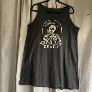 Bored To Death Grey Skeleton Tank Dress 2x
